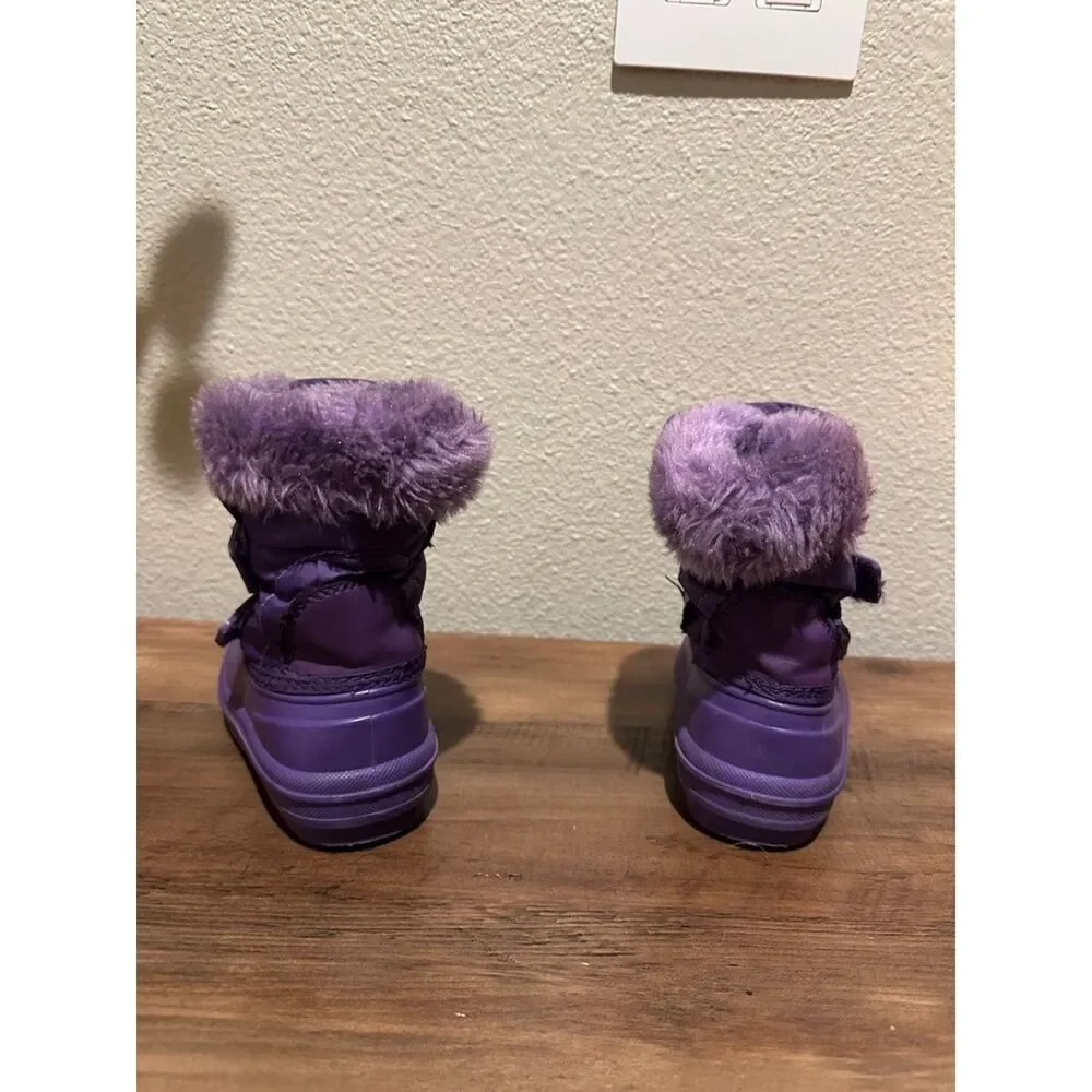 Purple Toddler Snow Boots with Adjustable Straps Size 7/8